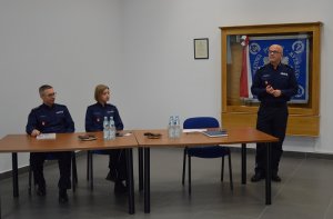 Zastępca Komendanta Wojewódzkiego Policji insp. Radek Bąchór, Pani Komendant Powiatowy Policji w Krasnymstawie mł. insp. Wioletta Pawluk, I Zastępca Komendanta Powiatowego Policji w Krasnymstawie nadkom. Zbigniew Oleszczuk