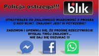 plakat promujący o nazwie : ,,policja ostrzega, BLIK&quot;