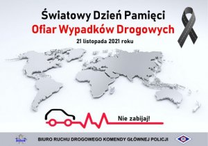 plakat z napisem światowy dzień pamięci ofiar wypadków drogowych