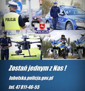 plakat, na którym widać policjantkę i policjanta