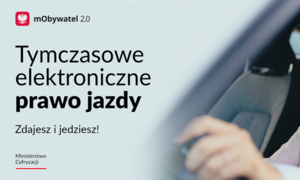 plakat &quot;tymczasowe elektroniczne prawo jazdy&quot;