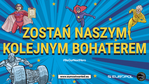 plakat &quot;Zostań naszym bohaterem&quot;