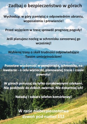 plakat bezpieczeństwo w górach