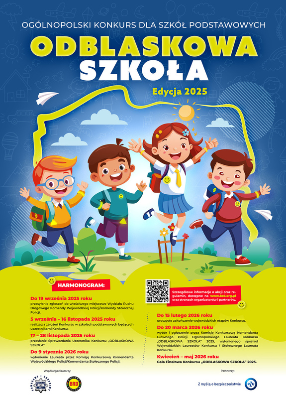 Plakat informujący o konkursie Odblaskowa Szkoła