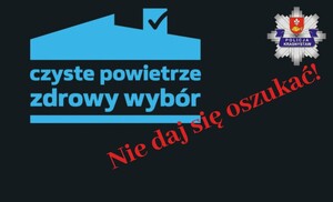 grafika z logo programu czyste powietrze i tekstem nie daj się oszukać