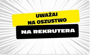 grafika z napisem uważaj na oszustwo na rekrutera