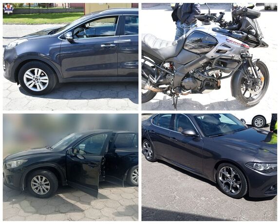 kolaż zdjęć zatrzymanych pojazdów