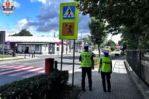 policjanci przy przejściu dla pieszych