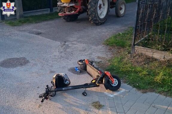 hulajnoga i ciągnik biorące udział w zdarzeniu